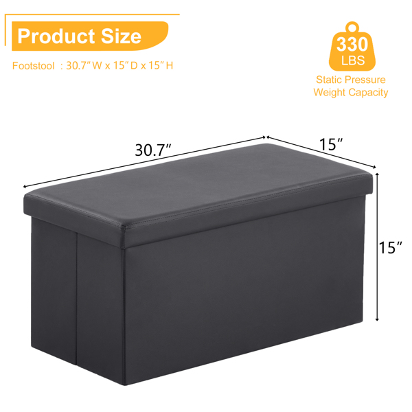  光面 PVC 密度板 可折叠储物 脚凳 GB-英标 76*38*38cm 黑色PVC-1 N201-BQ-26
