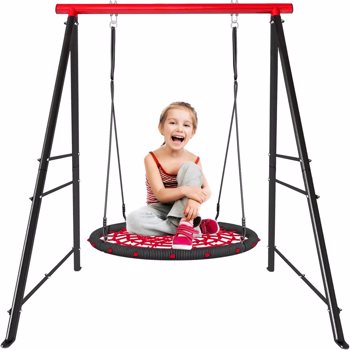 Swing Stand for Swing Sets for Backyard｜Powder Coated Swing Frame of Swing Set with Extra Side Bars｜880 Lbs Heavy-Duty A-Frame Backyard Swing for Swing Chair,Porch Swing｜Frame Only(RED)