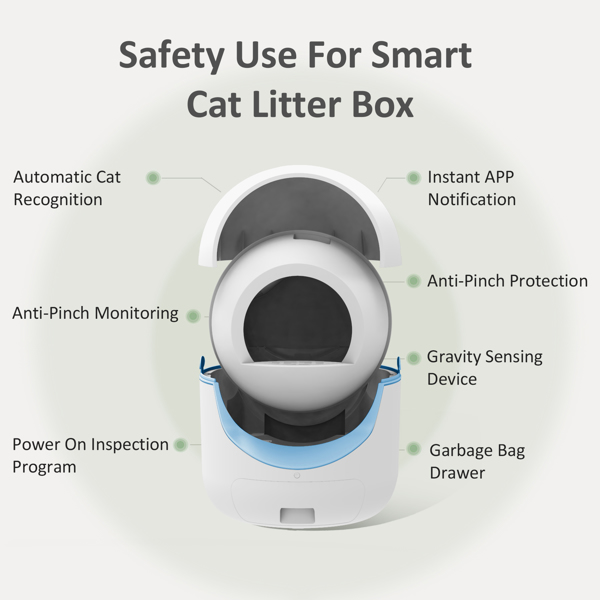 自动清洁猫砂盒，多猫自动猫砂盒，APP控制/安全保护,65L(亚马逊仓发货，不使用亚马逊物流和包装)-5