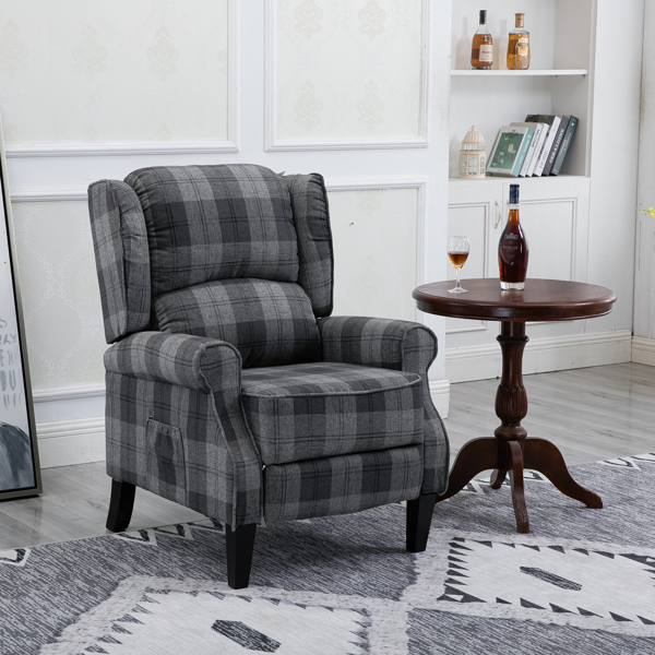 现代软垫躺椅，单人沙发，灰色格纹-1