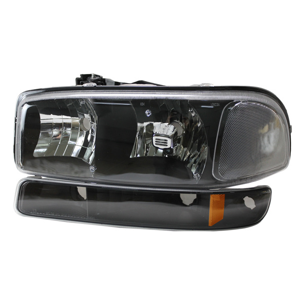 大灯总成-99-06 GMC sierra Halogen Headlamp Black-3