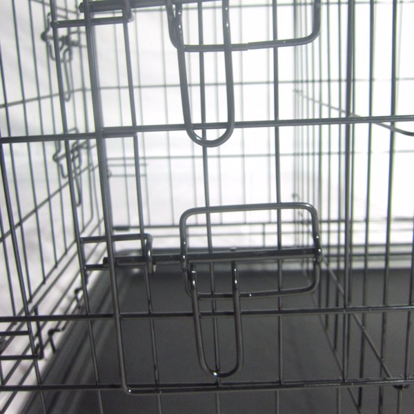 24寸 铁 可折叠 带分隔栏 塑料托盘 黑色 猫狗笼 N001-3