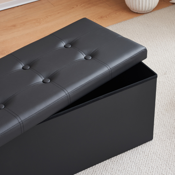  光面拉点 PVC 密度板 可折叠储物 脚凳 110*38*38cm 黑色PVC-1 N201-BQ-15