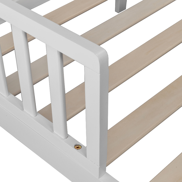  单层竖板带两侧护栏 白色 135*75*62.5cm 木床 松木 儿童 N201替换编码：98026167-7