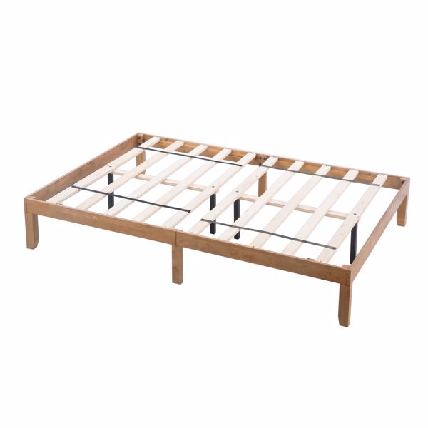 大号木平台床架，无需弹簧箱，坚固的木板条支撑，易于组装-3
