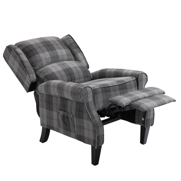 现代软垫躺椅，单人沙发，灰色格纹-8