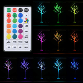 6FT 305 LED 彩色白桦树，带遥控器的 LED 树，适用于室内室外圣诞聚会家庭婚礼装饰