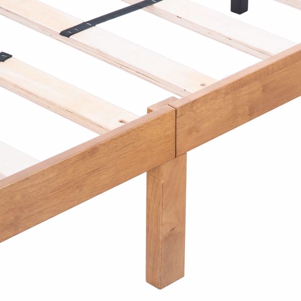 大号木平台床架，无需弹簧箱，坚固的木板条支撑，易于组装-4