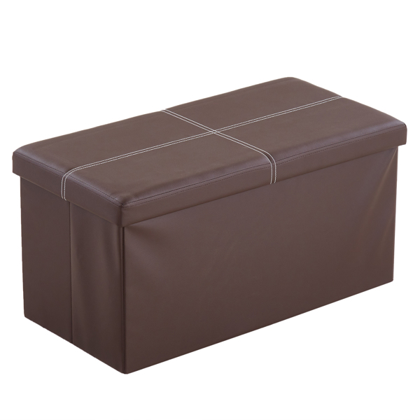  带线条 PVC 密度板 可折叠储物 脚凳 GB-英标 76*38*38cm 深棕色PVC-3 N201-BQ-1