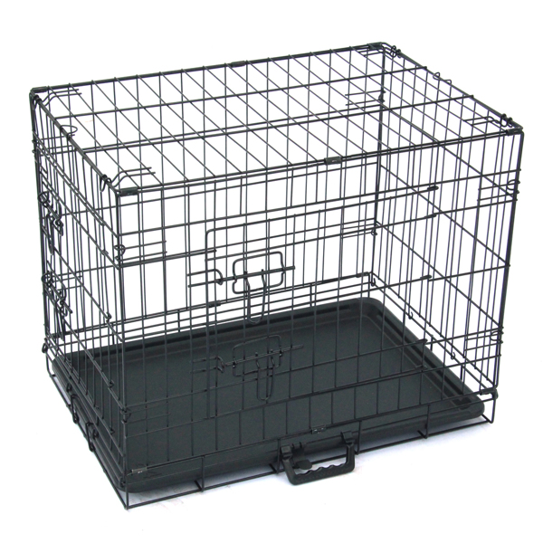  24寸 铁 可折叠 带分隔栏 塑料托盘 黑色 猫狗笼 N001-4