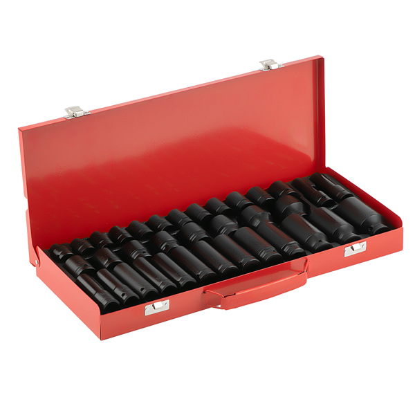 冲击套筒工具组35PCS 1/2" Deep Impact Socket Set Drive 6 Point Metric Garage Tool 8mm - 32mm Socket Set-1