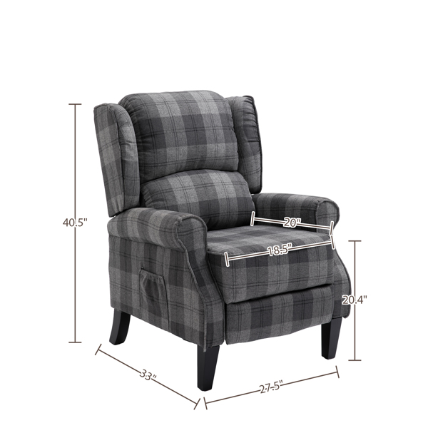 现代软垫躺椅，单人沙发，灰色格纹-2