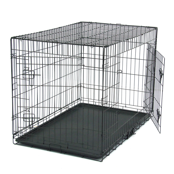  42寸 铁 可折叠 带分隔栏 塑料托盘 黑色 猫狗笼 N001-9