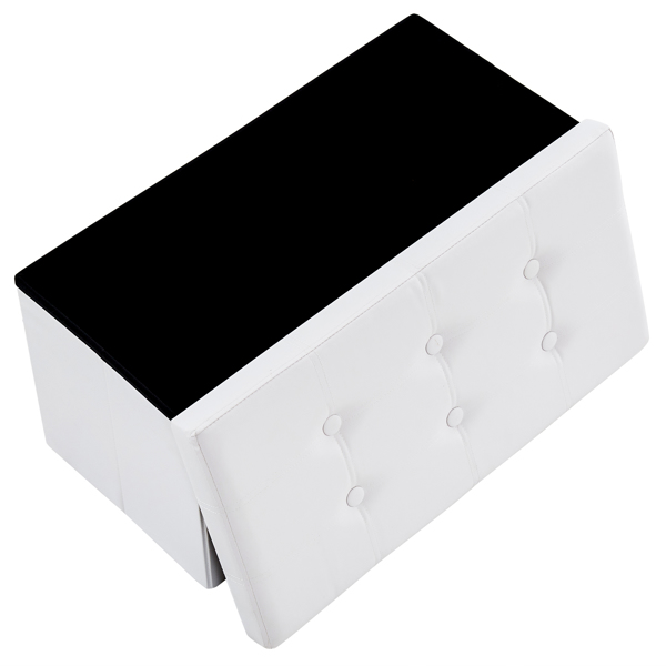  光面拉点 PVC 密度板 可折叠储物 脚凳 76*38*38cm 纯白色PVC-15 N201-BQ-4