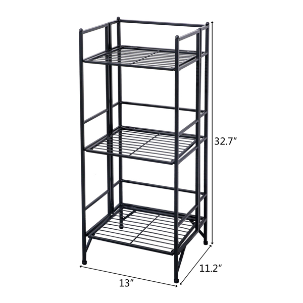  铁 三层方形 33*28.45*83cm 黑色 可折叠 家用层架 N001-6