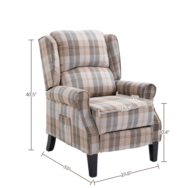 现代软垫躺椅，单人沙发，米色格纹-2