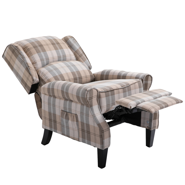 现代软垫躺椅，单人沙发，米色格纹-8