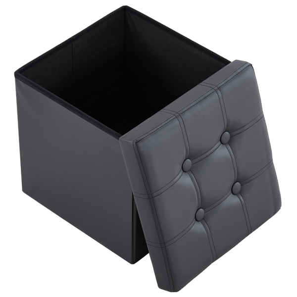  拉点 PVC 密度板 可折叠储物 脚凳 GB-英标 38*38*38cm 黑色PVC-1 N201-BQ-7