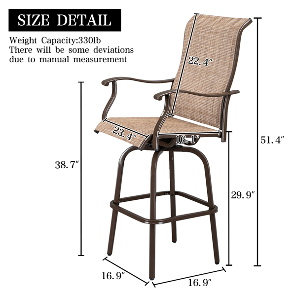 2pc棕色铁艺旋转吧椅 （仅包含椅子）-22
