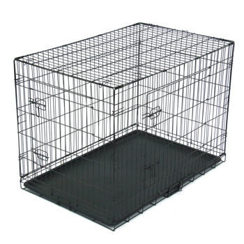  42寸 铁 可折叠 带分隔栏 塑料托盘 黑色 猫狗笼 N001
