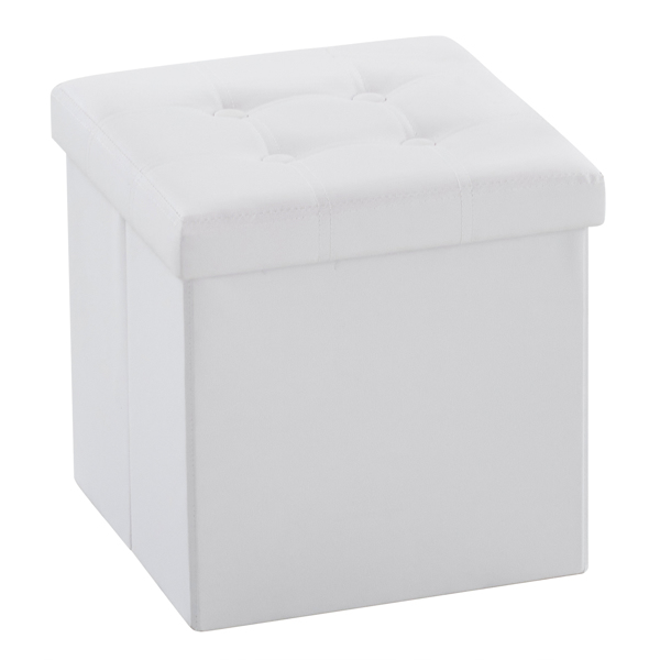  拉点 PVC 密度板 可折叠储物 脚凳 GB-英标 38*38*38cm 纯白色PVC-15 N201-BQ-3
