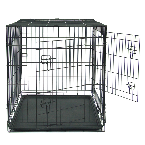  42寸 铁 可折叠 带分隔栏 塑料托盘 黑色 猫狗笼 N001-5