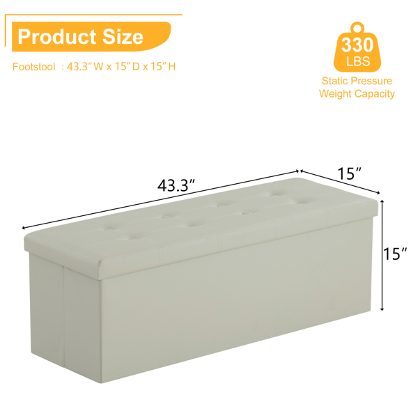  光面拉点 PVC 密度板 可折叠储物 脚凳 110*38*38cm 橡灰色PVC-30 N201-BQ-25