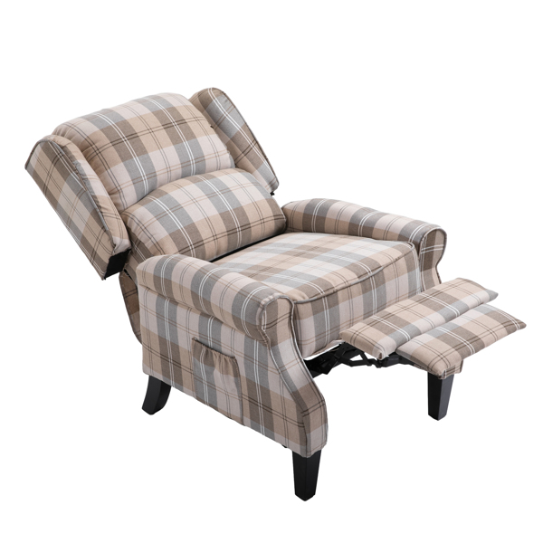 现代软垫躺椅，单人沙发，米色格纹-7