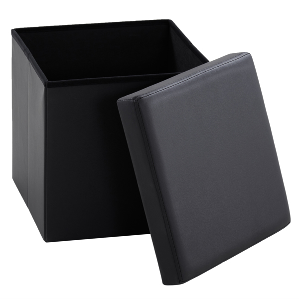  光面 PVC 密度板 可折叠储物 脚凳 38*38*38cm 黑色  PVC-1 N201-BQ-3