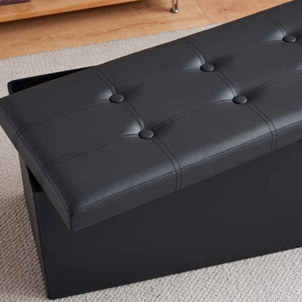  光面拉点 PVC 密度板 可折叠储物 脚凳 110*38*38cm 黑色PVC-1 N201-BQ-16