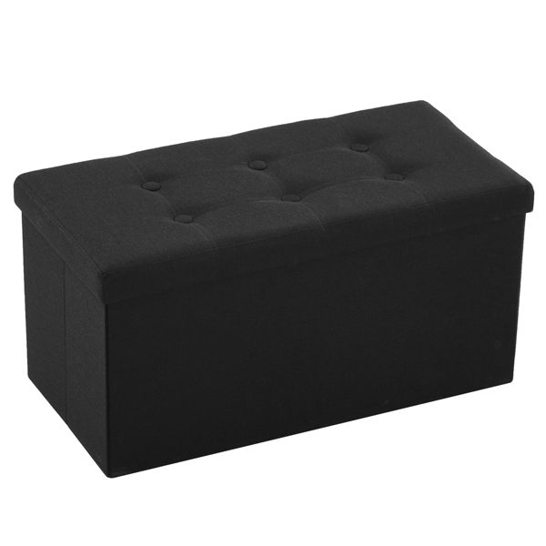  光面拉点 麻布  密度板 可折叠储物 脚凳 FR 76*38*38cm 黑色麻布-1200C-26 N201-BQ-3