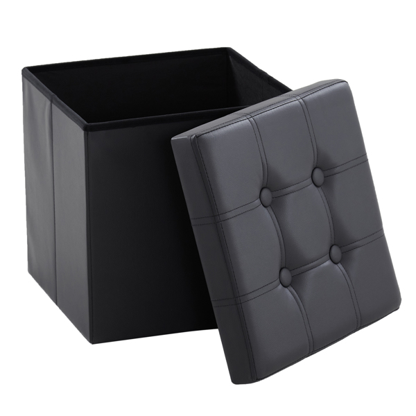  拉点 PVC 密度板 可折叠储物 脚凳 GB-英标 38*38*38cm 黑色PVC-1 N201-BQ-8