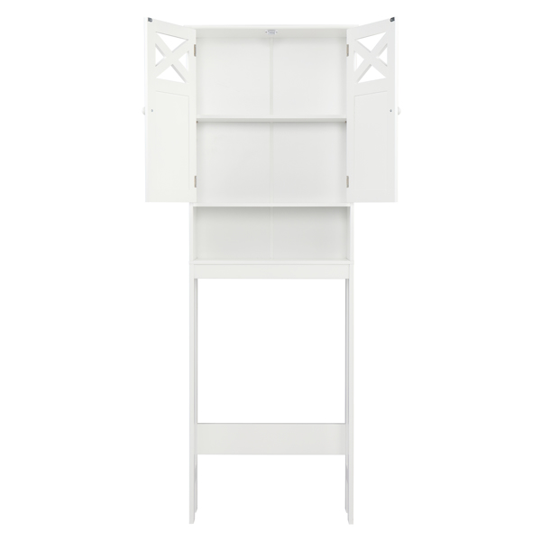  白色 油漆面密度板 三胺贴面刨花板 双门 带叉造型  马桶柜 浴室立柜 N201（门把手随机）-57