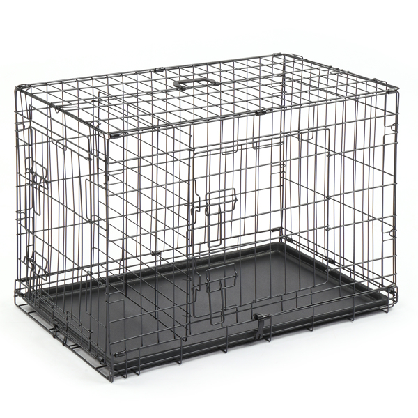  30寸 铁 可折叠 带分隔栏 塑料托盘 黑色 猫狗笼 N001-7