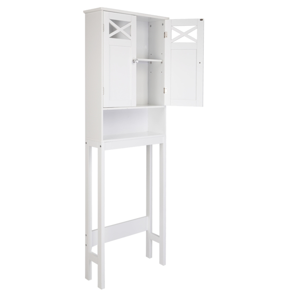  白色 油漆面密度板 三胺贴面刨花板 双门 带叉造型  马桶柜 浴室立柜 N201（门把手随机）-60