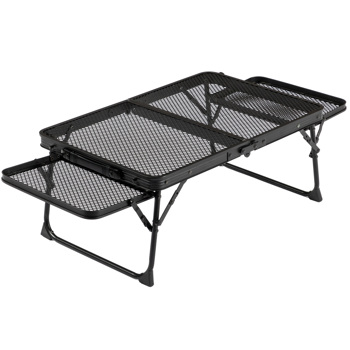  3ft 黑色 户外折叠桌 铝制框架 铁网格桌面 长方形 小号 两侧带边桌 N001
