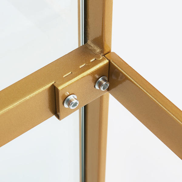 极简主义矩形咖啡桌，金色金属框架与钢化玻璃桌面-8