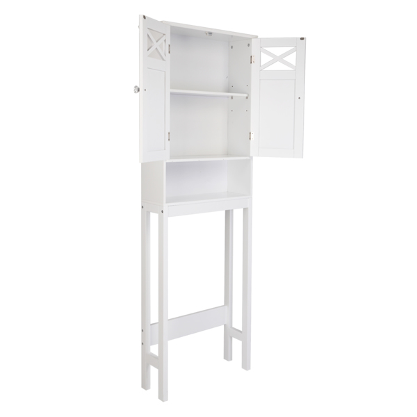  白色 油漆面密度板 三胺贴面刨花板 双门 带叉造型  马桶柜 浴室立柜 N201（门把手随机）-20