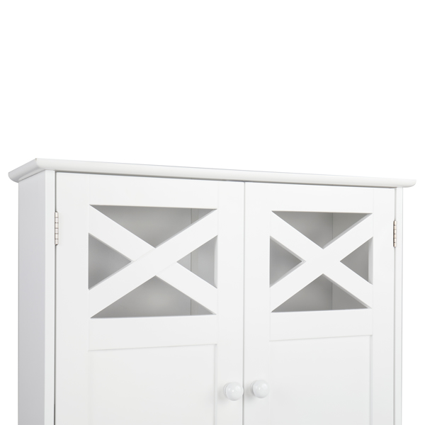  白色 油漆面密度板 三胺贴面刨花板 双门 带叉造型  马桶柜 浴室立柜 N201（门把手随机）-64