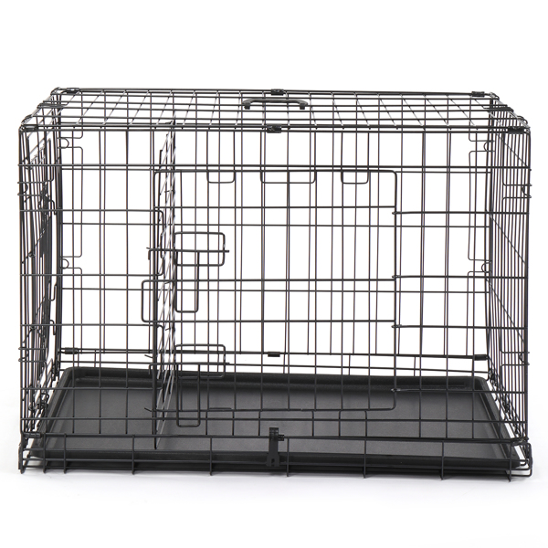  30寸 铁 可折叠 带分隔栏 塑料托盘 黑色 猫狗笼 N001-2