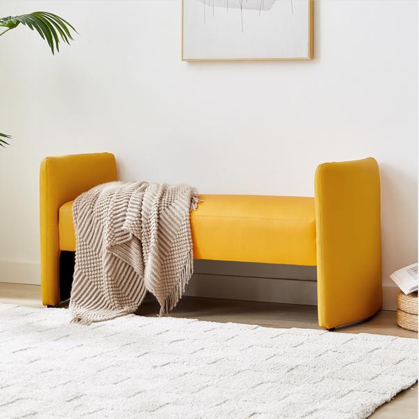 黄色，猫爪布卧室休闲长方形沙发凳-2
