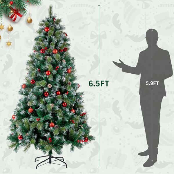 6.5英寸植绒圣诞树预亮带350灯，1200头，8种模式调节-3