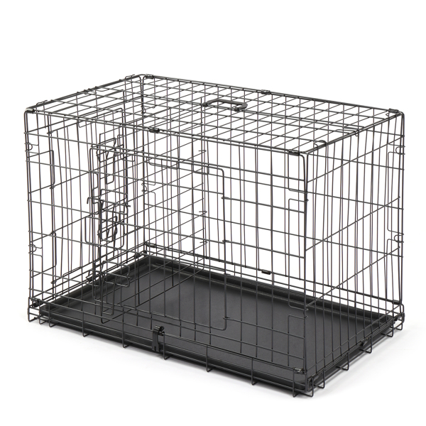  30寸 铁 可折叠 带分隔栏 塑料托盘 黑色 猫狗笼 N001-6