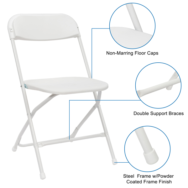  6pcs 注塑经典款 白色 XN 庭院塑料折叠椅 N001-8