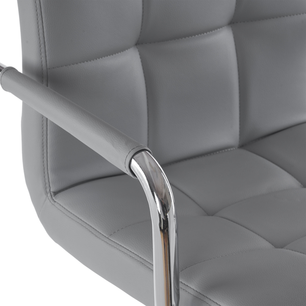  2pcs 高款配圆盘60-80cm带扶手 钢管 PU革 吧椅 靠背六格设计 灰色 N201-13