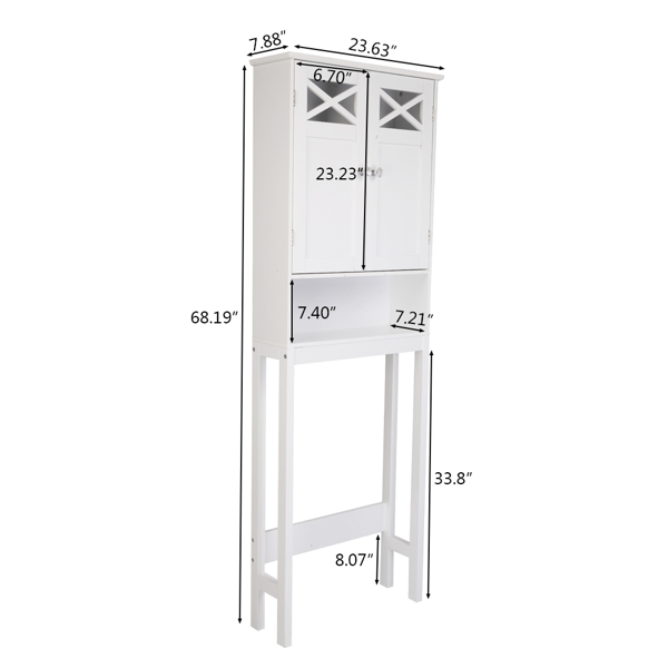  白色 油漆面密度板 三胺贴面刨花板 双门 带叉造型  马桶柜 浴室立柜 N201（门把手随机）-39