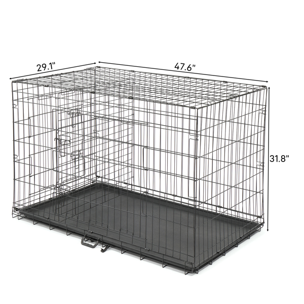  48寸 铁 可折叠 带分隔栏 塑料托盘 黑色 猫狗笼 N001-6