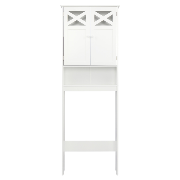  白色 油漆面密度板 三胺贴面刨花板 双门 带叉造型  马桶柜 浴室立柜 N201（门把手随机）-11
