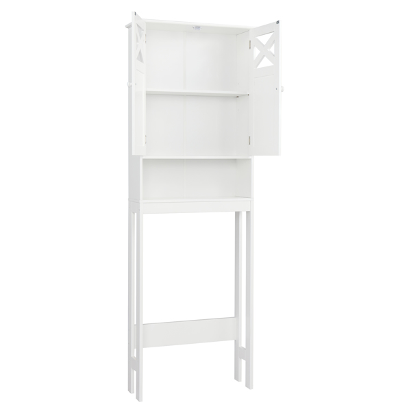  白色 油漆面密度板 三胺贴面刨花板 双门 带叉造型  马桶柜 浴室立柜 N201（门把手随机）-19