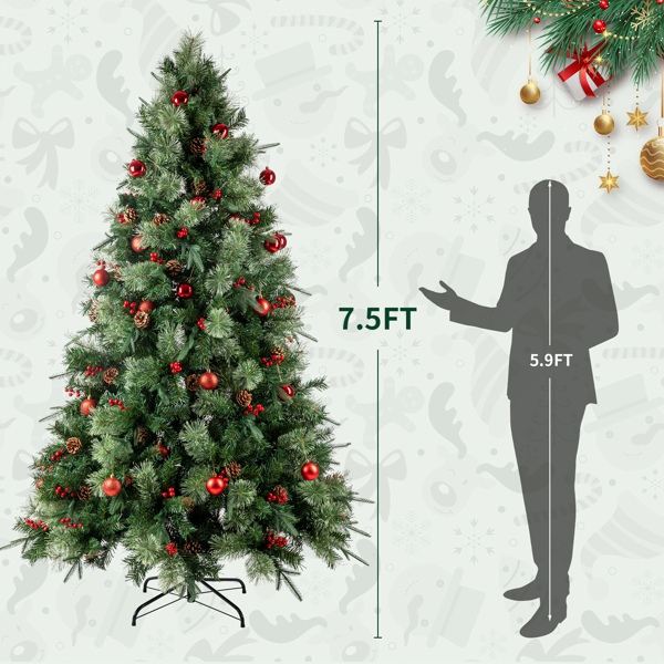 7.5英寸圣诞树预亮带450灯，1500头，8种模式调节-6
